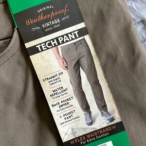 NWT Men’s Weatherproof Vintage Tech Pant Straight Fit Tan 38x30